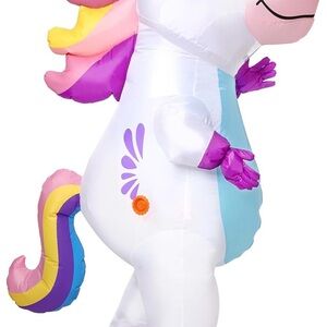Inflatable Unicorn Costume with Colorful Mane